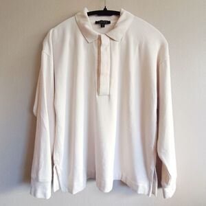AYR Long Sleeve Polo Pima Cotton Modal Top Off White Size M
